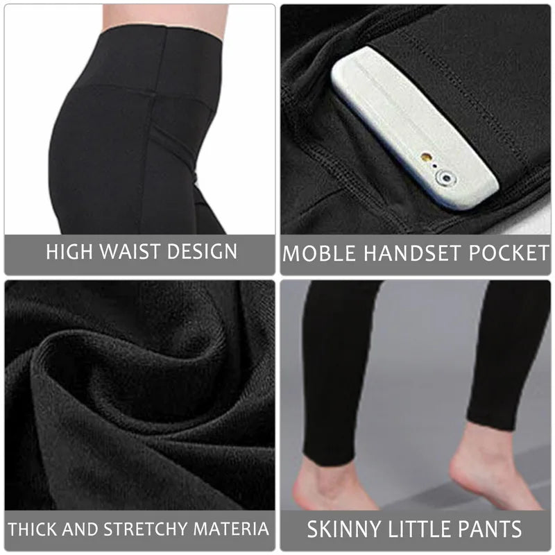 Elastische Workout-Yoga-Leggings für Frauen mit hoher Taille, Bauchkontrolle, geraffter Beute, mit Taschen, nahtlose Kompressionsstrumpfhose für das Fitnessstudio.