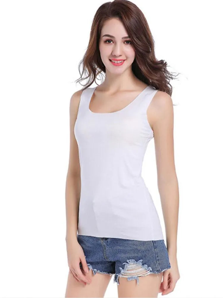 High Quality - Summer Solid Seamless Women Tank Tops Soft Modal Vest Sleeveless T Shirt White Tanks No Trace