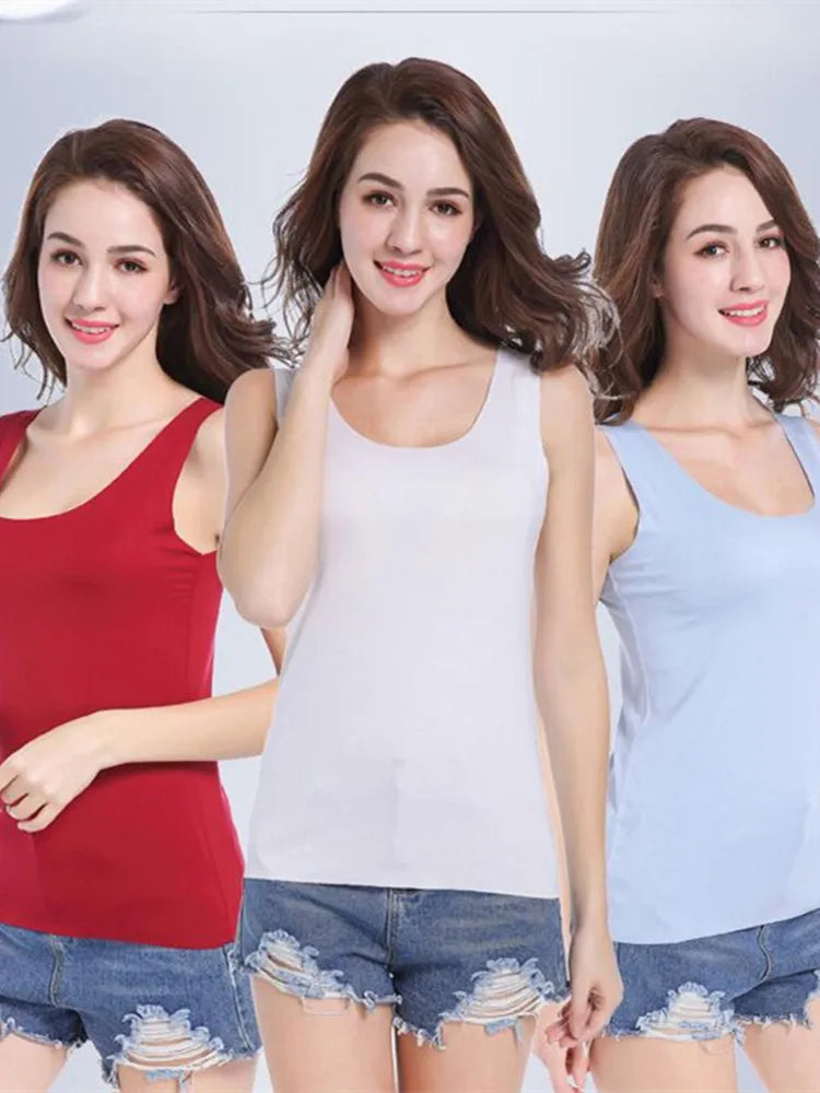 High Quality - Summer Solid Seamless Women Tank Tops Soft Modal Vest Sleeveless T Shirt White Tanks No Trace