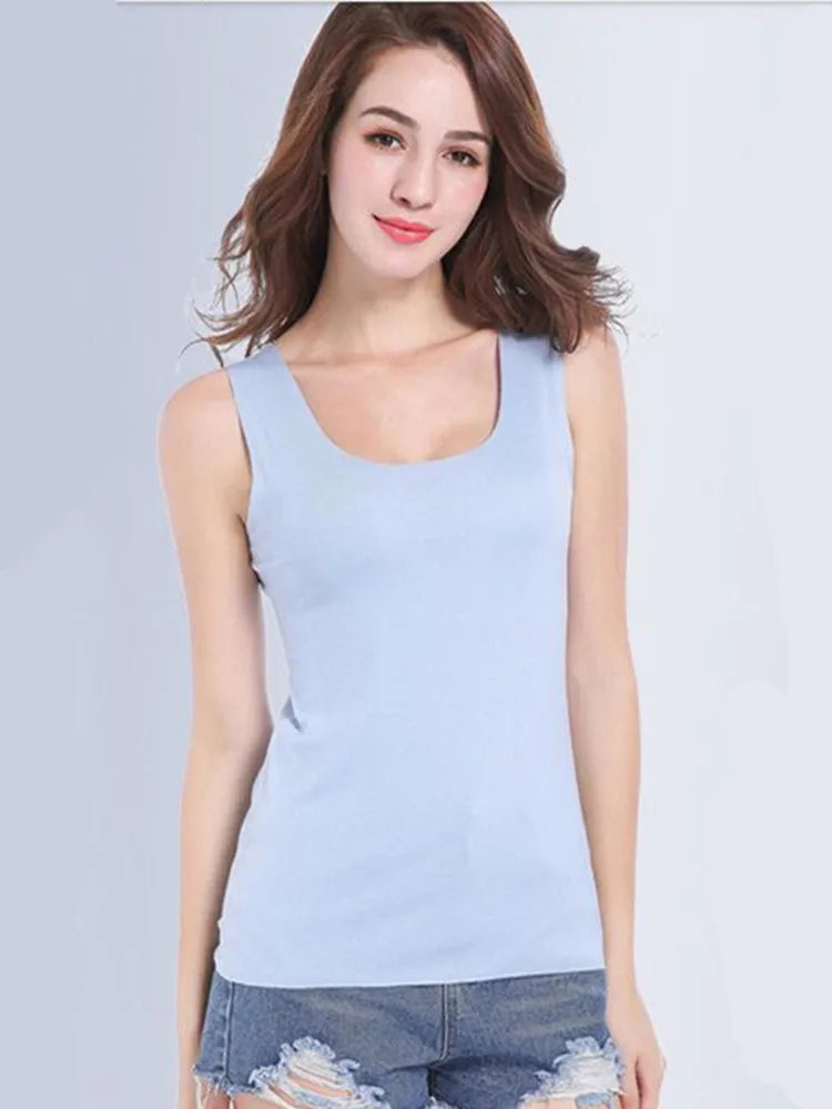 High Quality - Summer Solid Seamless Women Tank Tops Soft Modal Vest Sleeveless T Shirt White Tanks No Trace