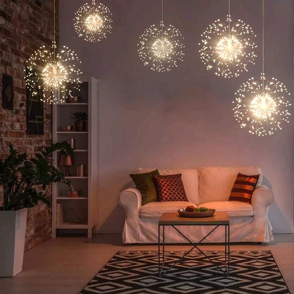 150/200 LED String Lichterketten hängen Starburst Lampe DIY Feuerwerk Weihnachts girlande Festival Dekoration Remote Twinkle Lichter