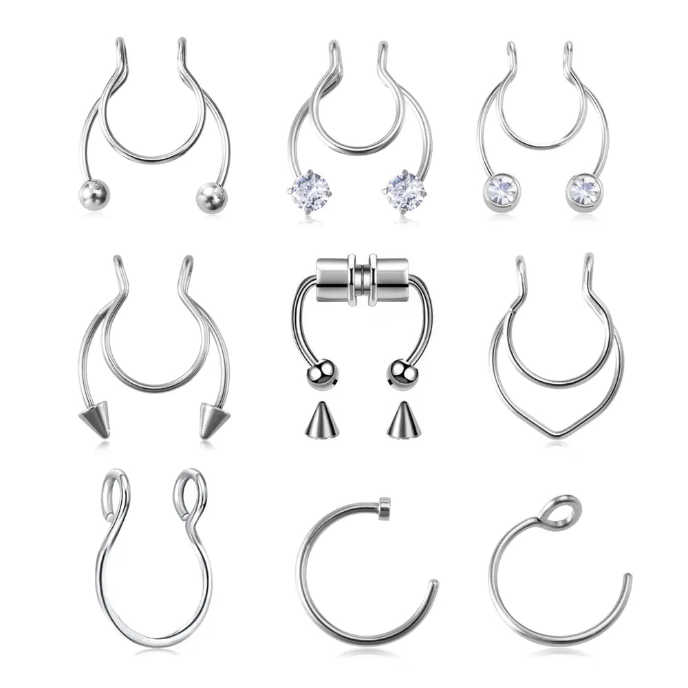 1 Stück Fake-Nasenring – 20G Chirurgenstahl, Faux-Piercingschmuck für Lippe, Septum und Nase