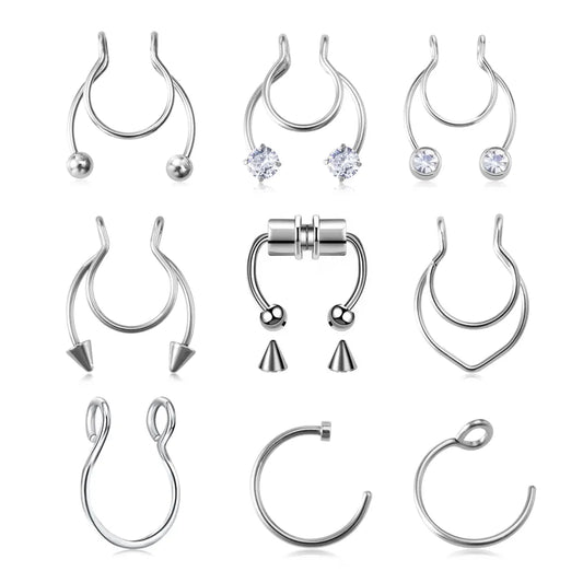 1 Stück Fake-Nasenring – 20G Chirurgenstahl, Faux-Piercingschmuck für Lippe, Septum und Nase