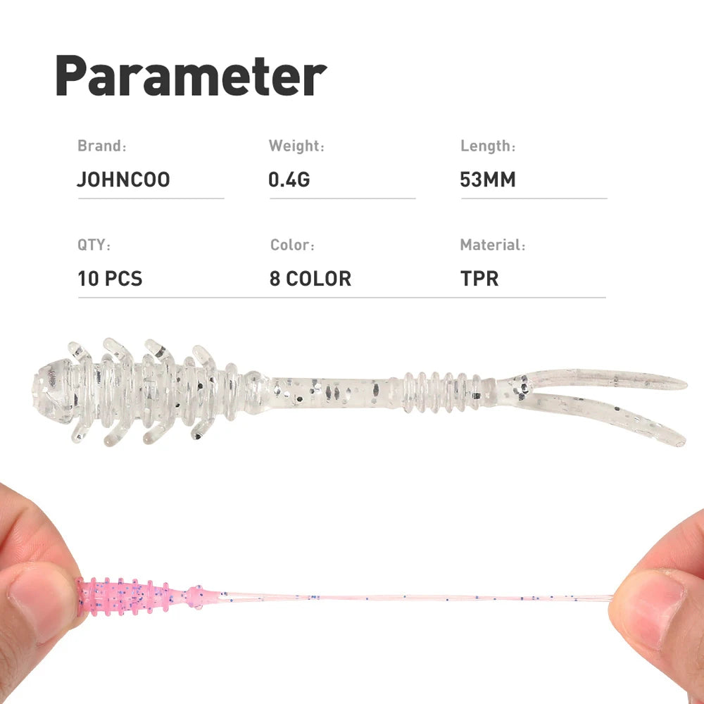 10 Stück Weiche Angler-Köder – Umweltfreundliche TPR-Wobbler für Forellen und AJING, 53mm, 0,4g. Ideal für präzises Angeln