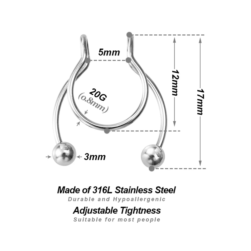 1 Stück Fake-Nasenring – 20G Chirurgenstahl, Faux-Piercingschmuck für Lippe, Septum und Nase