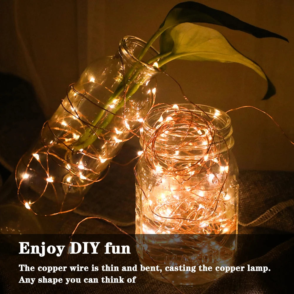 2/4M Led Lichterketten Batterie Betrieben Mini Fee Lampe Weihnachten Licht Kupfer Draht String Licht für Hochzeit weihnachten Girlande Party