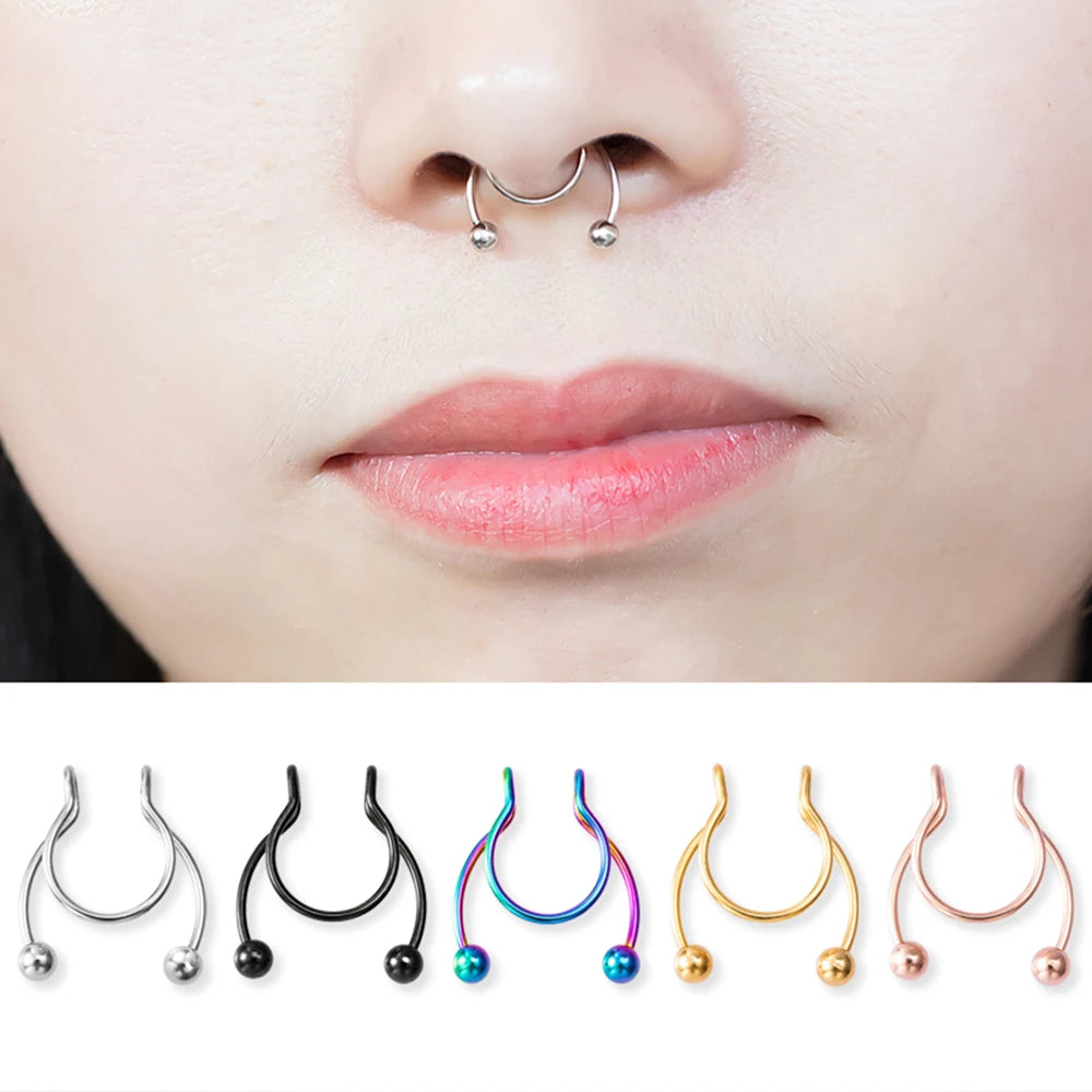 1 Stück Fake-Nasenring – 20G Chirurgenstahl, Faux-Piercingschmuck für Lippe, Septum und Nase