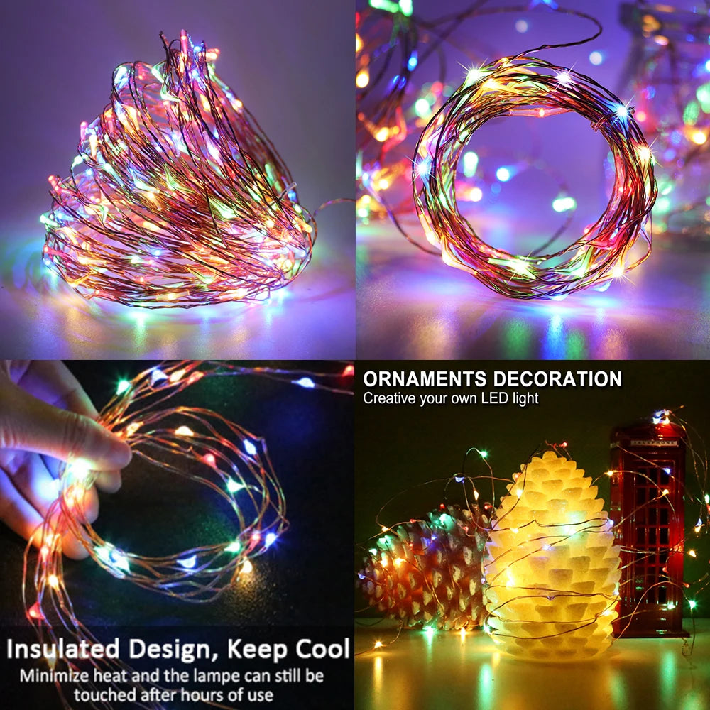 2/4M Led Lichterketten Batterie Betrieben Mini Fee Lampe Weihnachten Licht Kupfer Draht String Licht für Hochzeit weihnachten Girlande Party