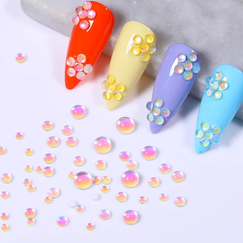 Candy-Farben Kristallperlen – Herz & Runde 3D Strass für Nail Art und DIY