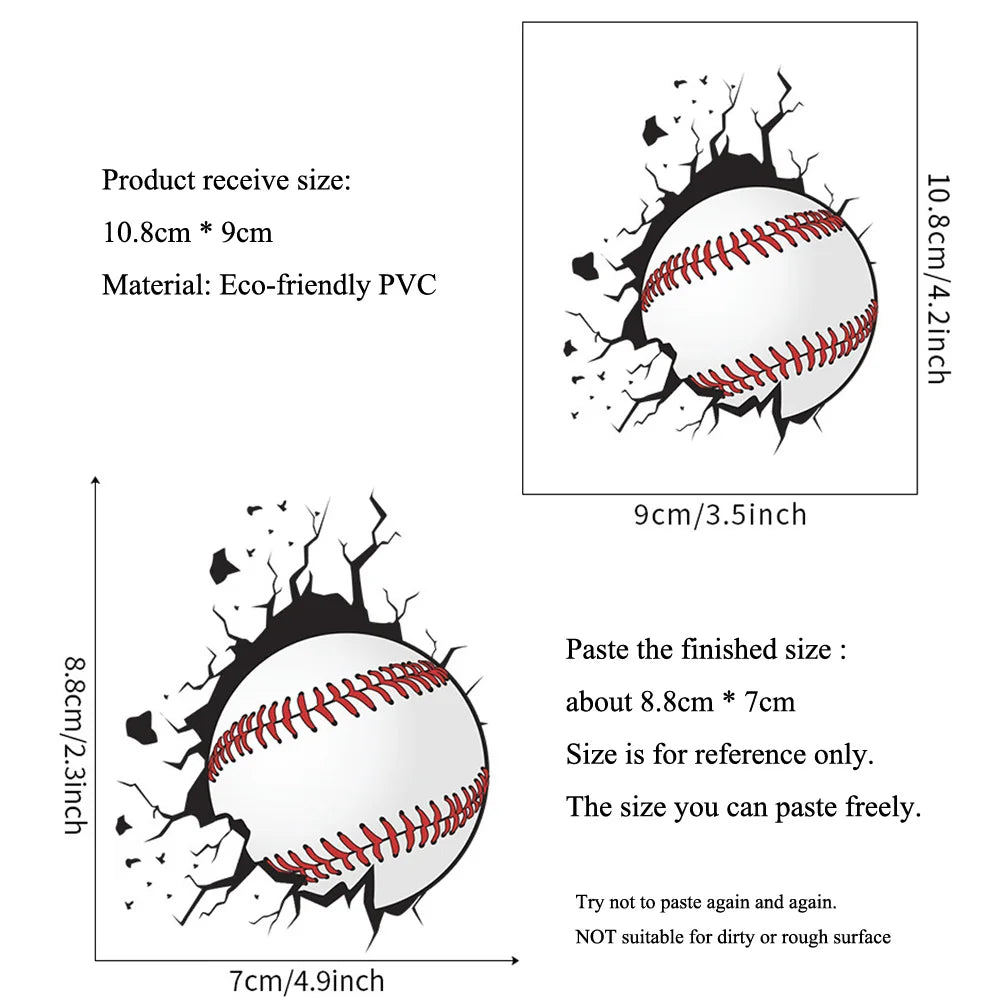 Wandbrechender Baseball Schalter-Aufkleber – Kreatives Wandbild für Wohnzimmer und Schlafzimmer, Home-Dekoration, Decals und Tapete