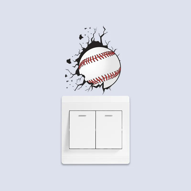 Wandbrechender Baseball Schalter-Aufkleber – Kreatives Wandbild für Wohnzimmer und Schlafzimmer, Home-Dekoration, Decals und Tapete