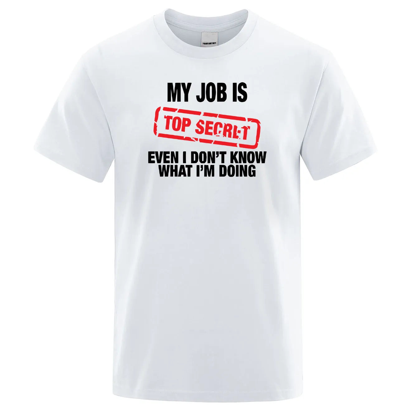 Lustiges T-Shirt für Männer – 'Mein Job ist Top Geheimnis' Druck, 100% Baumwolle, Kurzarm, Sommermode, Übergröße