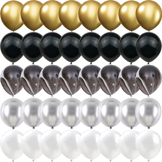 Gold, Schwarz, Weiß Konfetti-Latexballons, Weihnachten, Hochzeit, Neujahr, Baby-Dusche, Geburtstag, Party-Dekoration