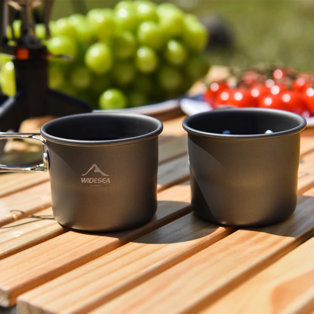 Wideea Campingbecher: Aluminium-Tasse für Outdoor, Kaffee, Tee, Tourismus, Geschirr – Picknick-Kochen Ausrüstung für Trekking & Wandern