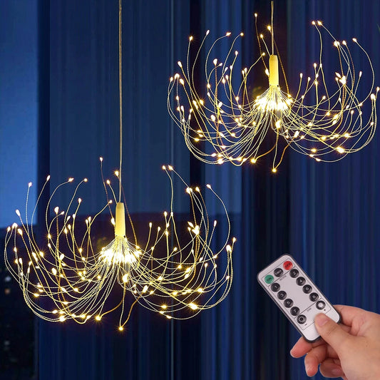 150/200 LED String Lichterketten hängen Starburst Lampe DIY Feuerwerk Weihnachts girlande Festival Dekoration Remote Twinkle Lichter