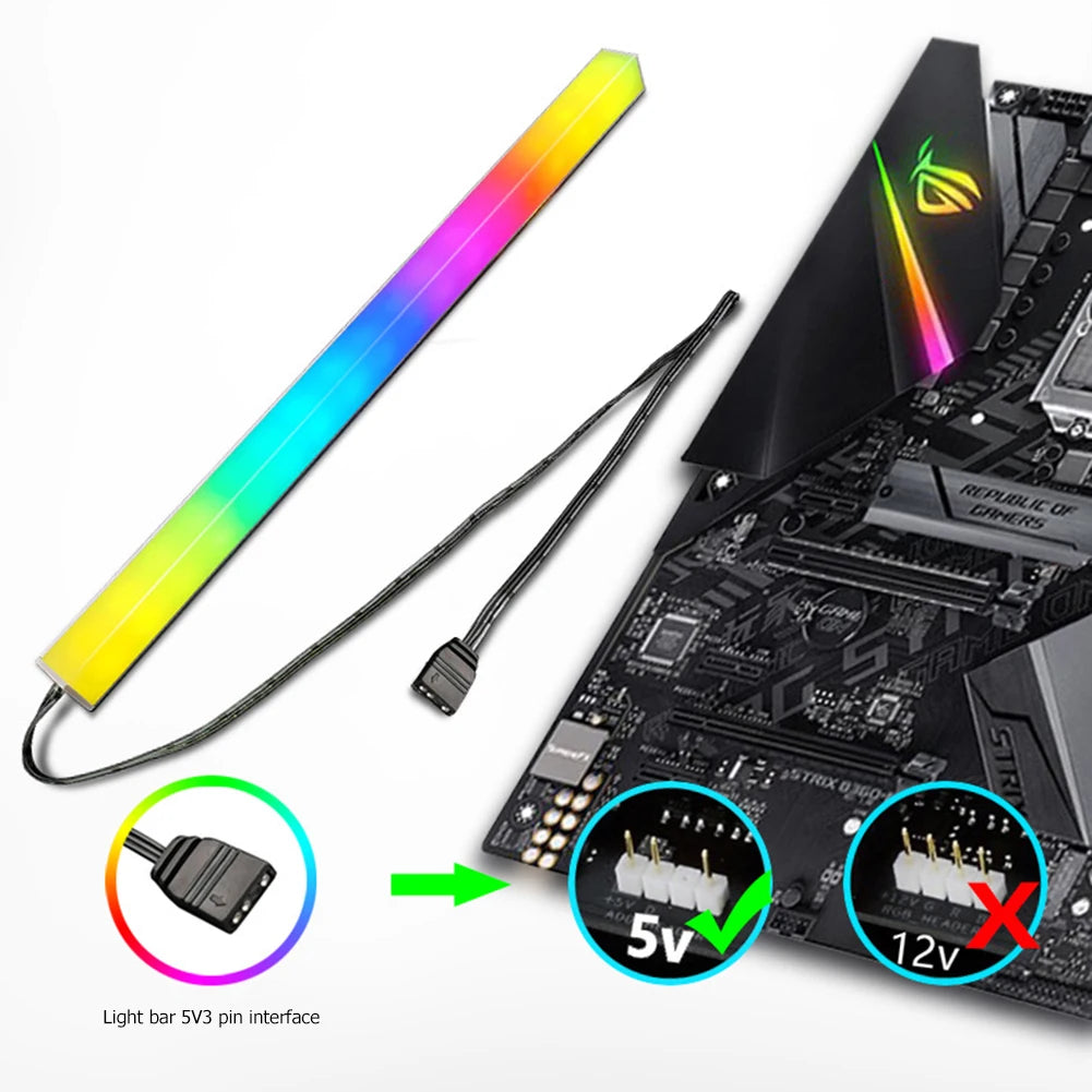 30 cm Aluminium RGB LED-Streifen für PC – Magnetisch, 5V/3PIN, 4PIN ARGB für Motherboard