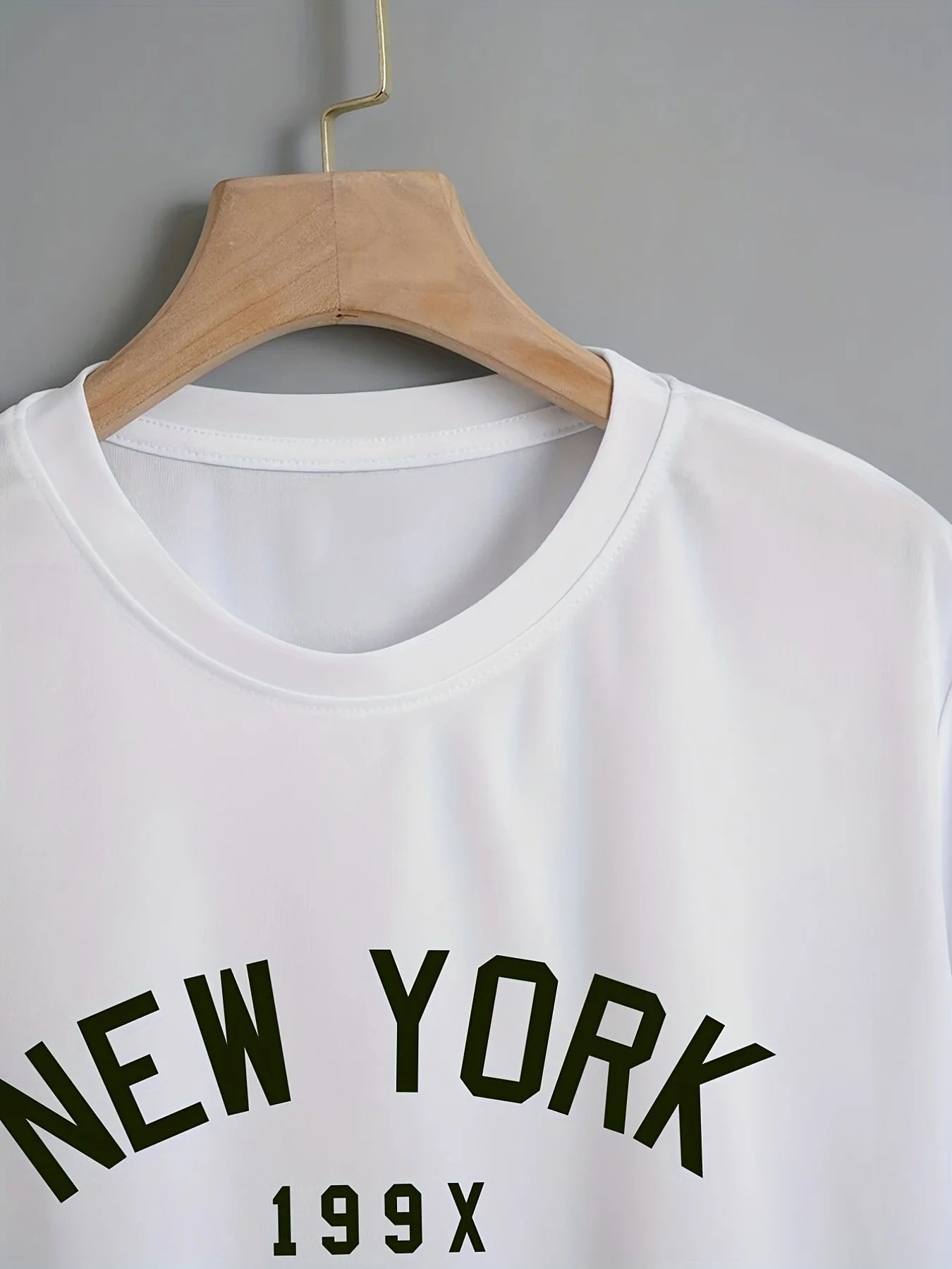 New York Print Crop T-Shirt - Casual Short Sleeve Round Neck Top for Spring Summer Women's Clothing