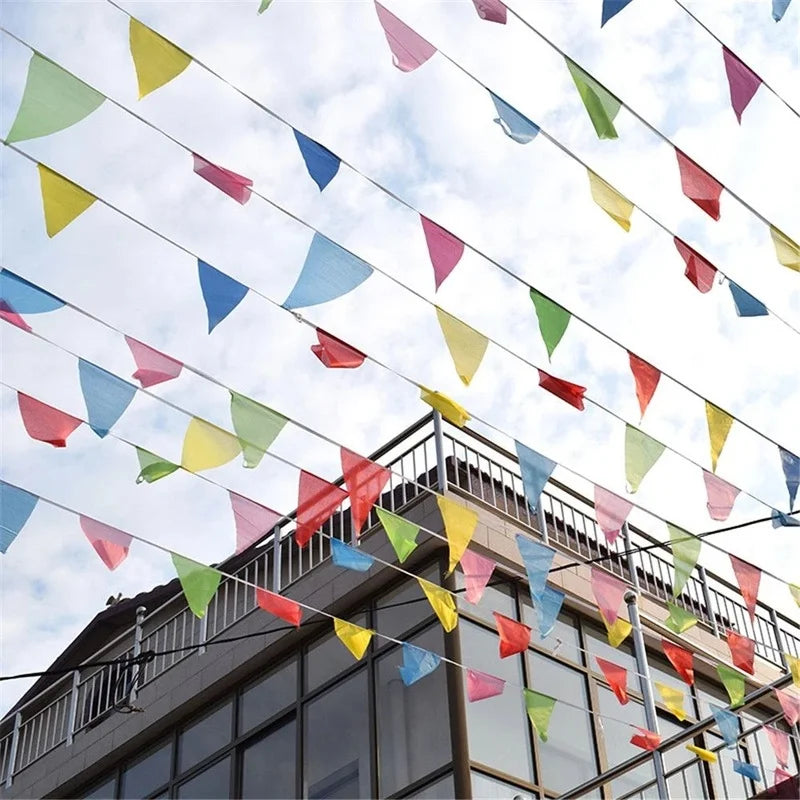 50/60 Stück bunte Fahnen – 30/40 Meter Banner-Girlande für Outdoor, Geburtstag, Hochzeit, Festival, Wimpel-String für Home- und Gartendekoration