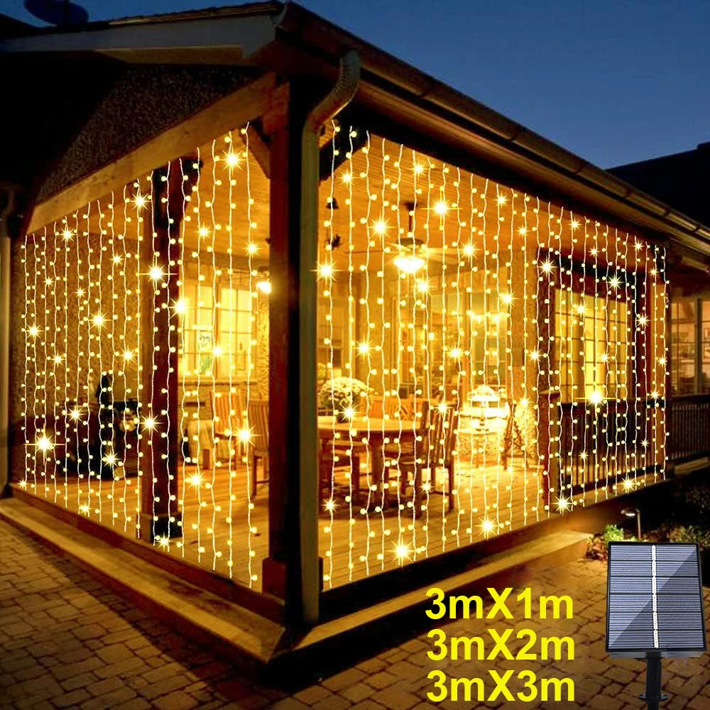 Solar LED Vorhang Licht Outdoor Girlande Solar Fee String Licht Kupferdraht Lampen für Garten Hof Hochzeits feier Urlaub Dekor