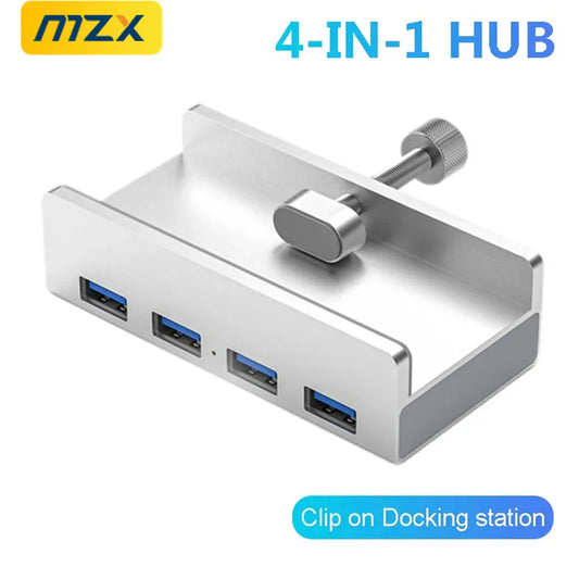 MZX Clip USB 3.0 Hub – Aluminium Docking Station, Multi-Hub Splitter Adapter, AC Extender für Desktop PC Zubehör