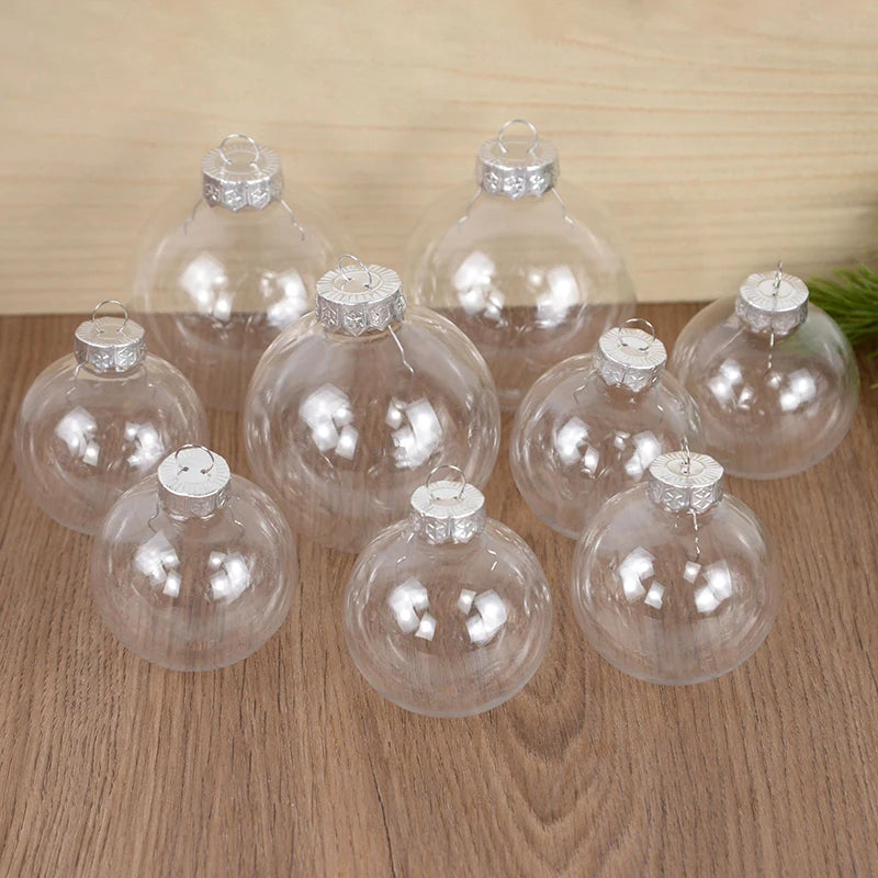 6 stücke 6/8cm Weihnachts ball Dekoration Weihnachts baum transparente Kugeln Anhänger hängen Ornamente für Zuhause Noel DIY Dekor Neujahrs geschenk