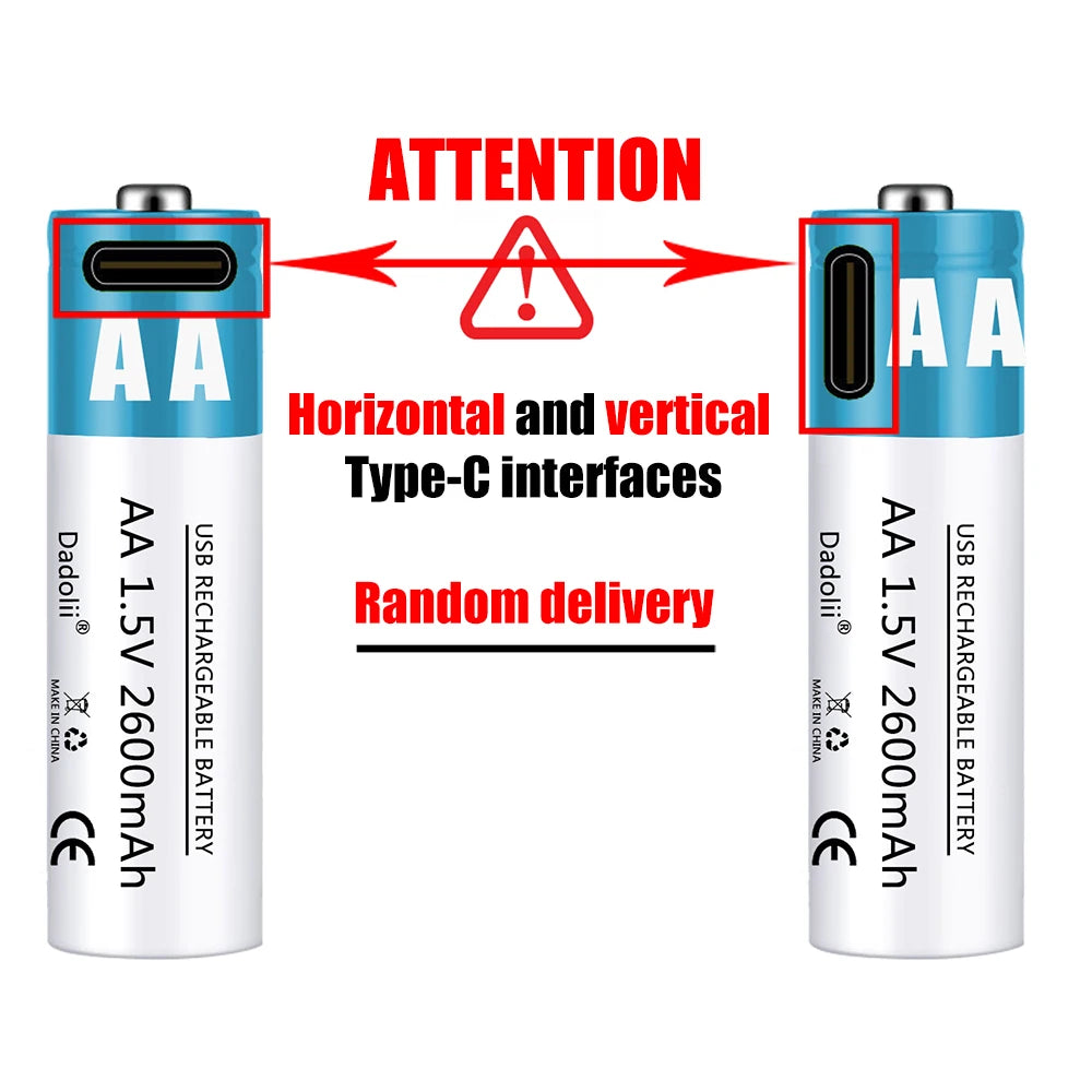 AA AAA 1.5V Wiederaufladbare Lithium-Ionen-Batterien – 2600mAh, USB-Schnellladung