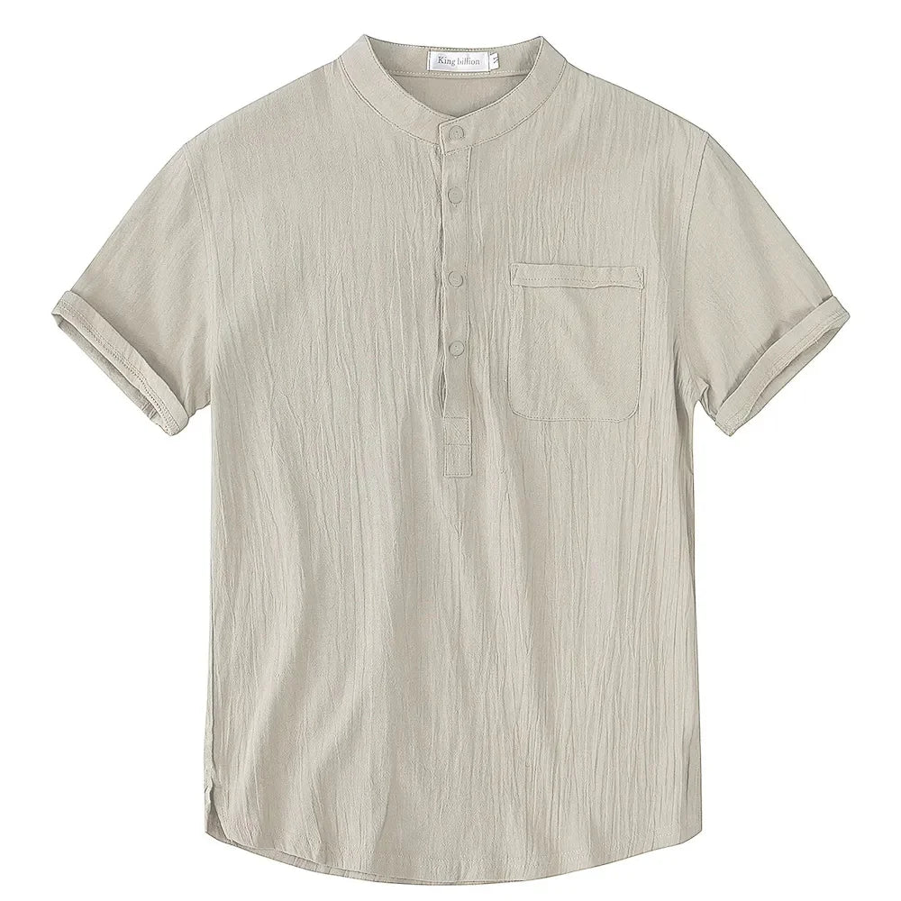 Men's Short Sleeve T-Shirt – Solid Color, Cotton-Linen, Casual, Breathable and Comfortable for Summer