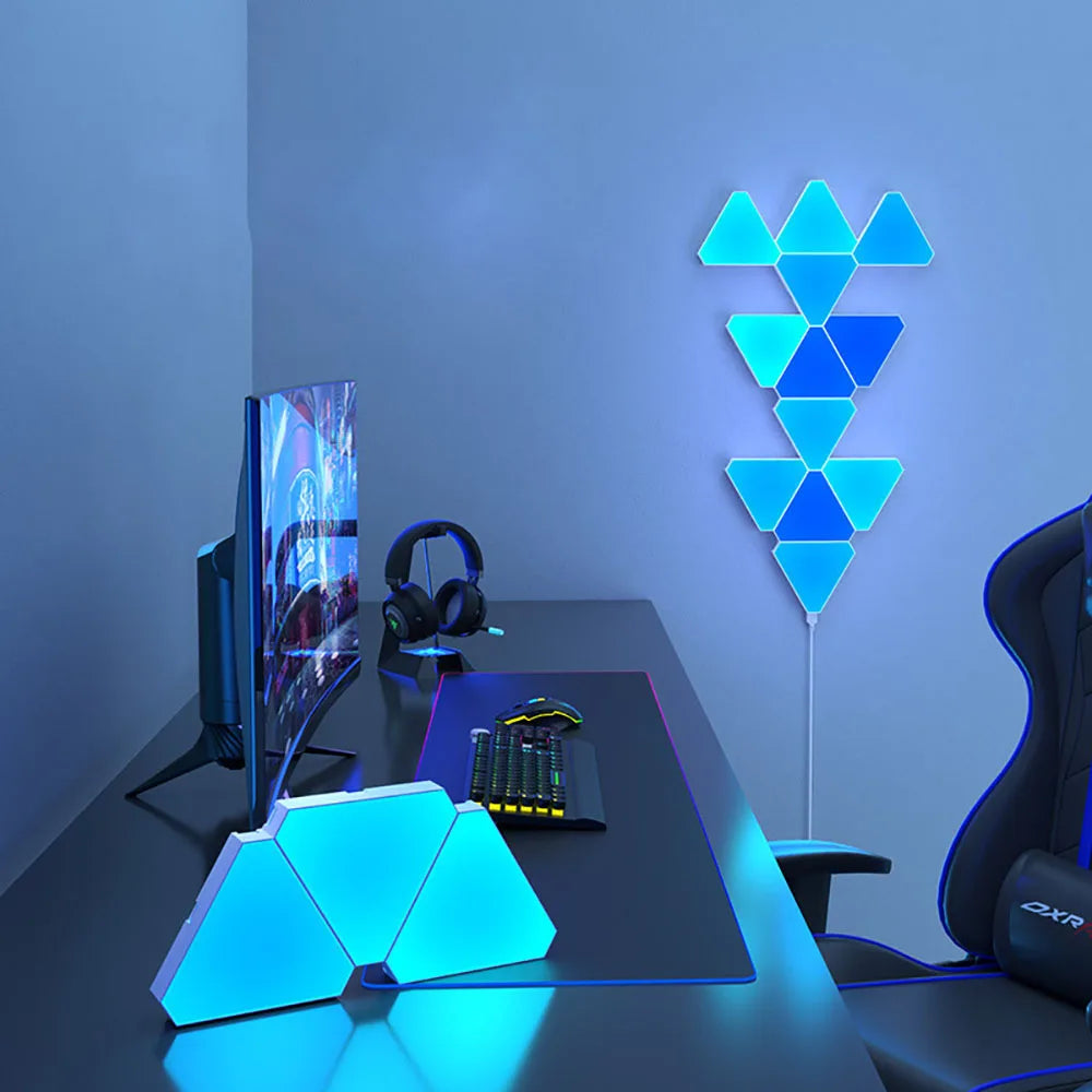 Dreieckige RGB-LED-Quantum-Lampe – Smart Wandlicht mit Rhythmus-Sensor für Schlafzimmer & Bürodekoration