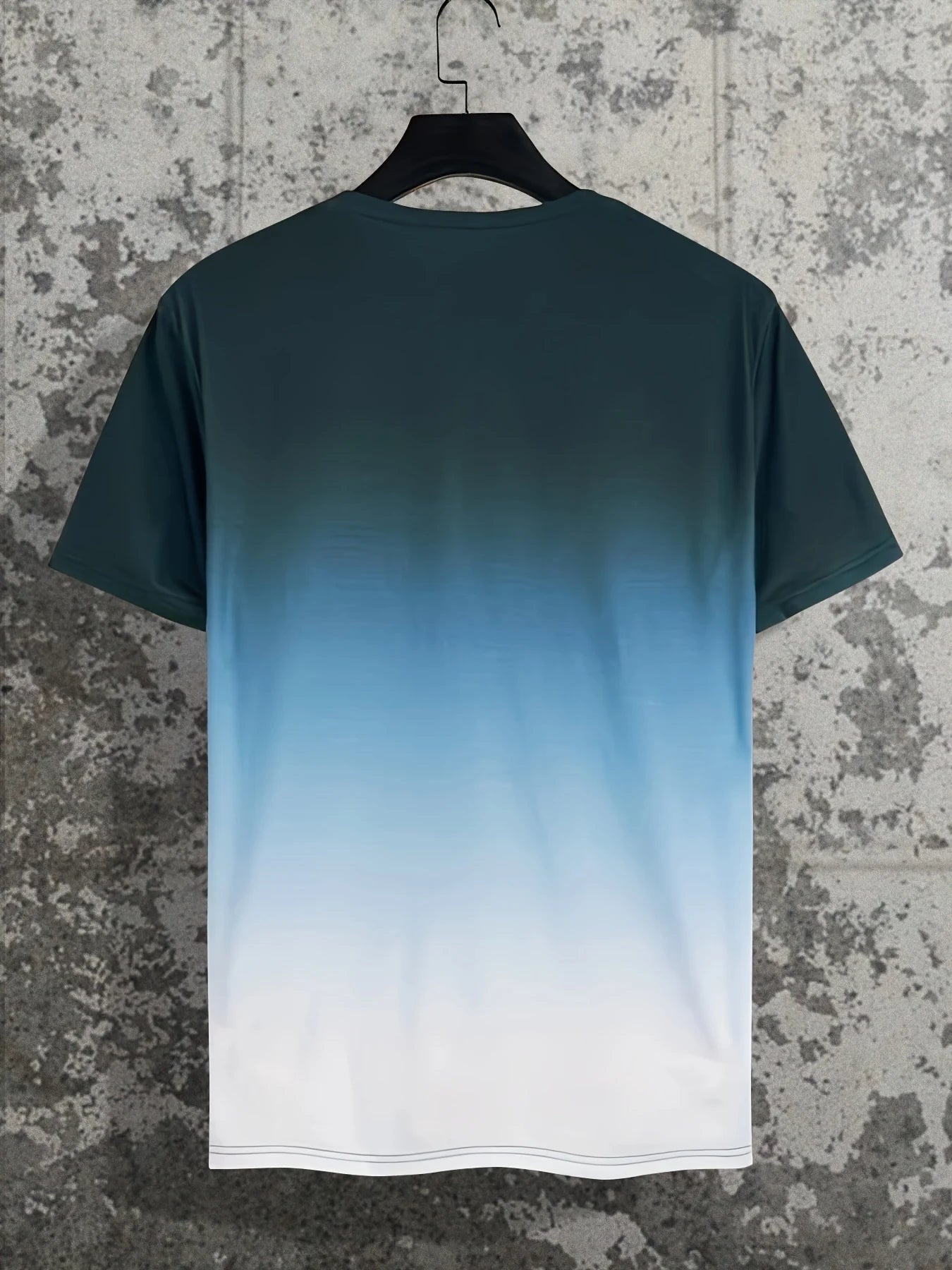 Herren T-Shirt – Ombre Farbverlauf, Brief Grafik, O-Ausschnitt, Kurzarm, Lässig, Bequem, Übergröße