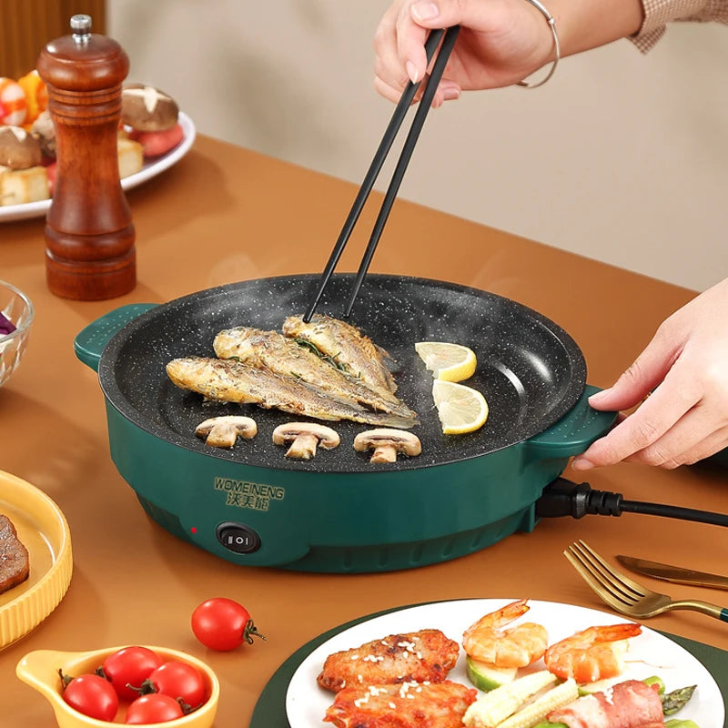 Electric Multi Cooker - 220V Household Pan for Grilling, Roasting, Steak, Fish, Omelette, Non-Stick Cooking Machine