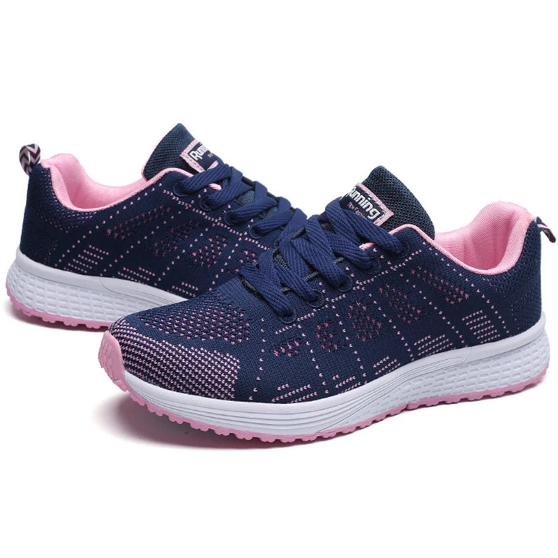 Atmungsaktive 2024 Mode-Turnschuhe für Frauen, Walking-Sneakers, weiche Damen-Sneakers, aus Mesh-Stoff, Schnürschuhe für Frauen.