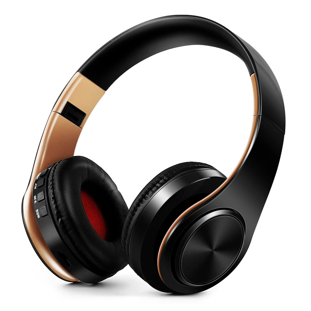 Gold Drahtlose Kopfhörer für Männer – Bluetooth Stereo Headset mit integriertem Mikrofon und 3,5mm Jack, Für Xiaomi, Samsung, iPhone