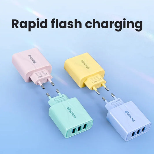 tandard Schnellladegerät – 3 Ports USB, Mobile Reise-Ladegerät für iPhone, Samsung, Universal Adapter