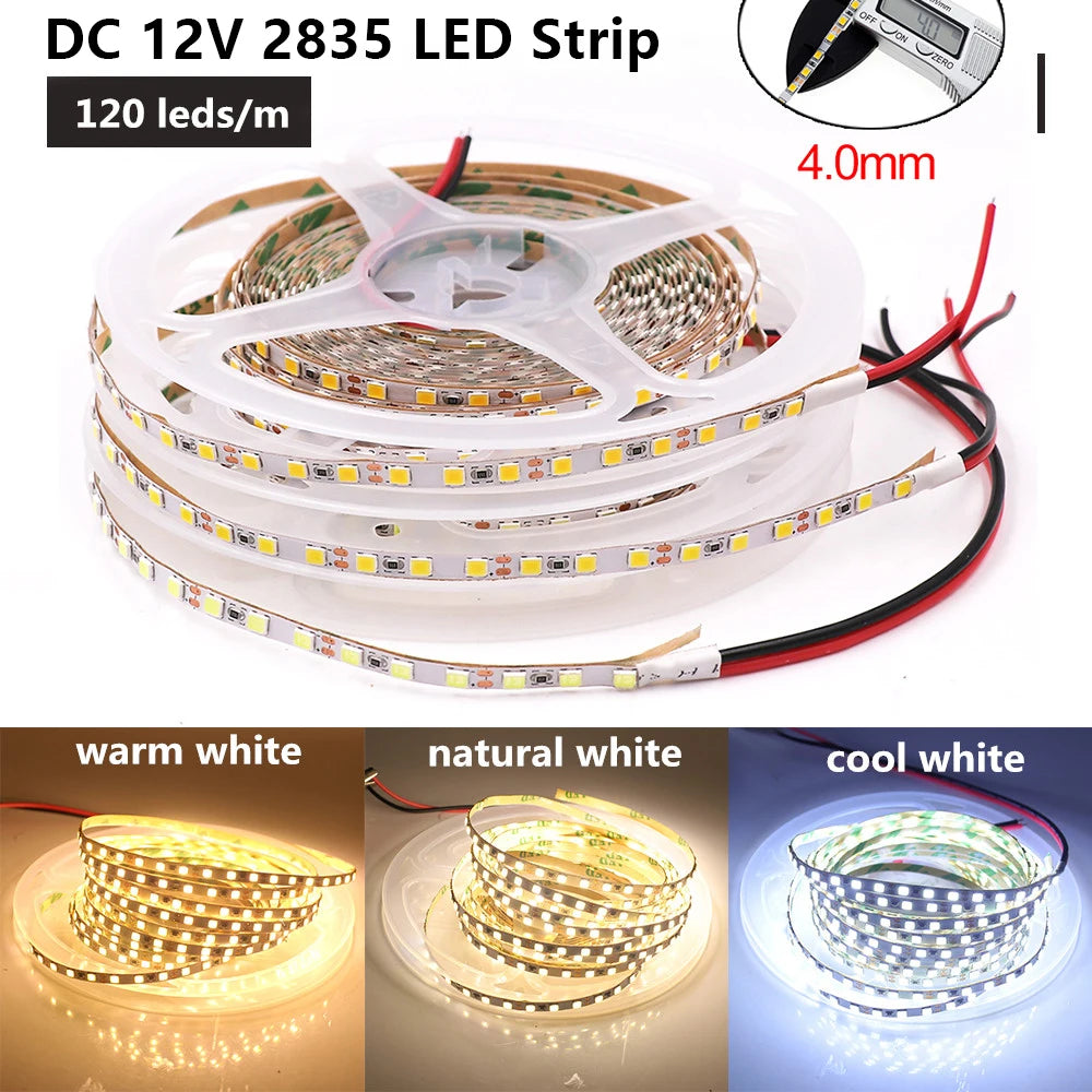 Flexible LED-Streifen DC 5V/12V/24V, SMD 120 LEDs – Einreihiges LED-Band für TV-Hintergrundbeleuchtung, 3mm/4mm/8mm Breite