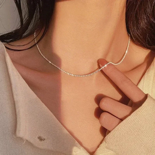 Beliebter Silber-Choker mit Funkeln – Feine Schlüsselbein-Kette für Frauen, Ideal für Hochzeiten, Feiern und Geburtstagsgeschenke