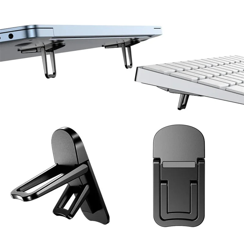 Adjustable Folding Laptop Stand - Mini Legs, Ultra-Thin, Portable Support for MacBook and Notebook, Cooling Bracket, Invisible Holder