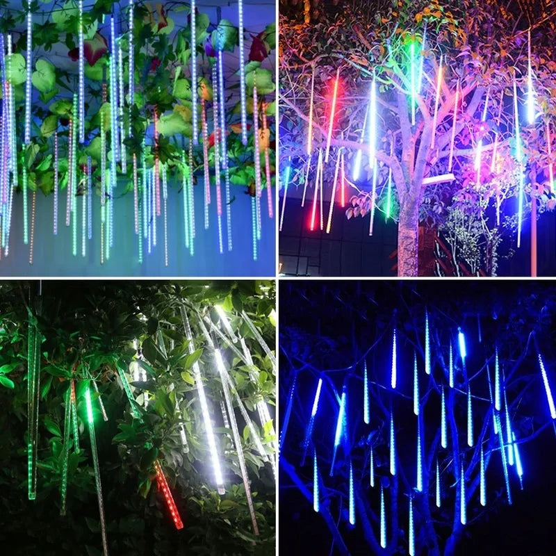 LED-Meteor-Dusche – Regenlichter, wasserdicht, fallende Regentropfen, Feenlichter für Weihnachten, Urlaub, Party, Terrasse, in 30/50 cm