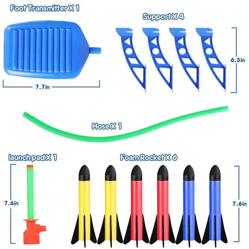 Air Rocket with Foot Pump, Outdoor Toy, High Flying Rocket, Kids Play Set, Jumping Sports Games