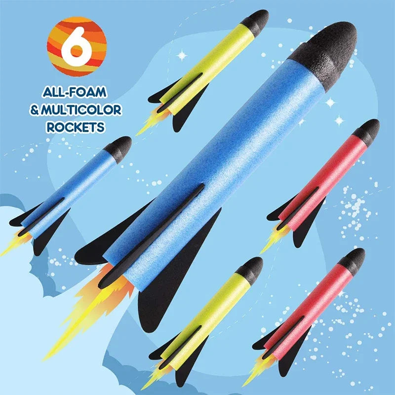 Air Rocket with Foot Pump, Outdoor Toy, High Flying Rocket, Kids Play Set, Jumping Sports Games