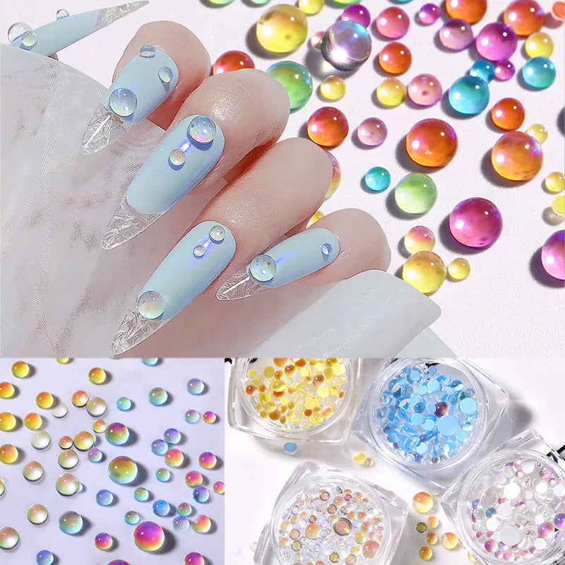 Candy-Farben Kristallperlen – Herz & Runde 3D Strass für Nail Art und DIY