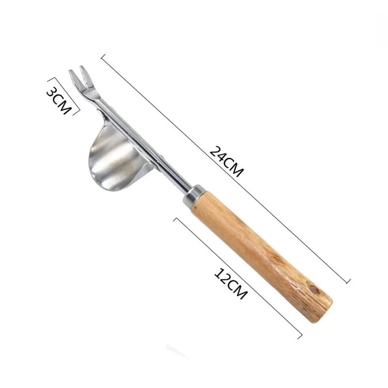 Steel Root Extractor with Wooden Handle - Long Handle Weed Remover for Garden and Grass