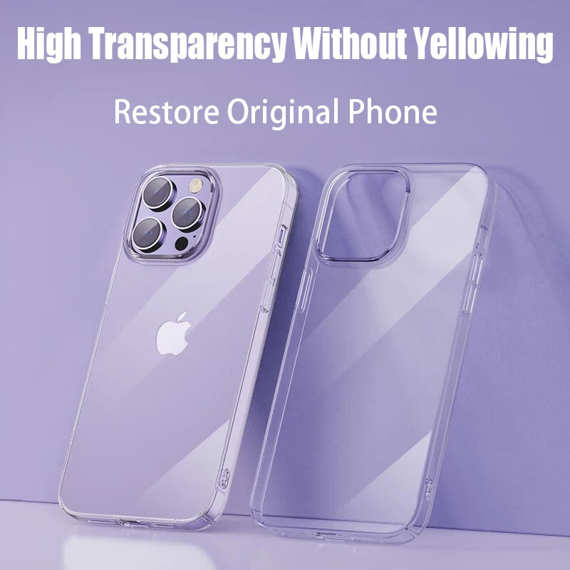 Transparent Phone Case for iPhone 7/8 Plus, X/XS Max, XR, 11/12/13/14/15 Pro Max - Soft TPU Silicone, Clear Back