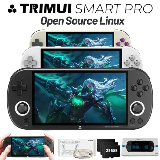 Trimui Smart Pro Handheld-Spielekonsole – 4,96'' IPS Bildschirm, Linux-System, RGB Joystick, 30.000 Spiele, Ideal als Geschenk