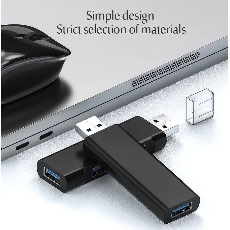 USB 3.0/2.0 Hub – Multi-Port Splitter with 3 Ports, Power Adapter, Multiple Expander for PC