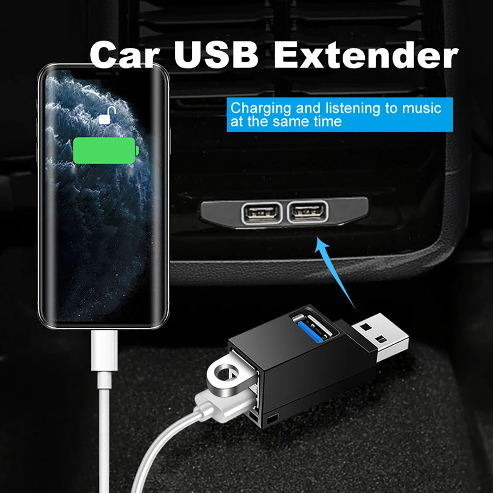 USB 3.0 Hub Adapter – Mini Splitter mit 3 High-Speed Ports, Für PC, Laptop, U-Disk und Kartenleser