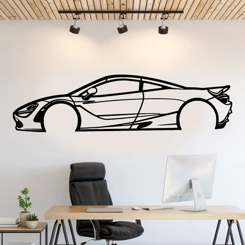 Sports Car Silhouette Wall Decal – Vinyl Wall Art for Home Decor, Garage, Auto Repair Shop and Automotive Services