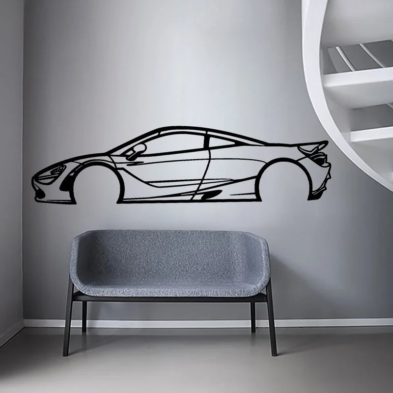 Sports Car Silhouette Wall Decal – Vinyl Wall Art for Home Decor, Garage, Auto Repair Shop and Automotive Services