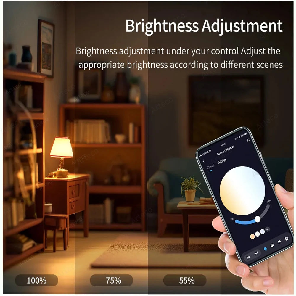 Bluetooth Smart LED-Lampe – Tuya Glühbirne 15W E27, Dimmbar, RGB CW WW Farbwechsel, 85-265V für Smart Home