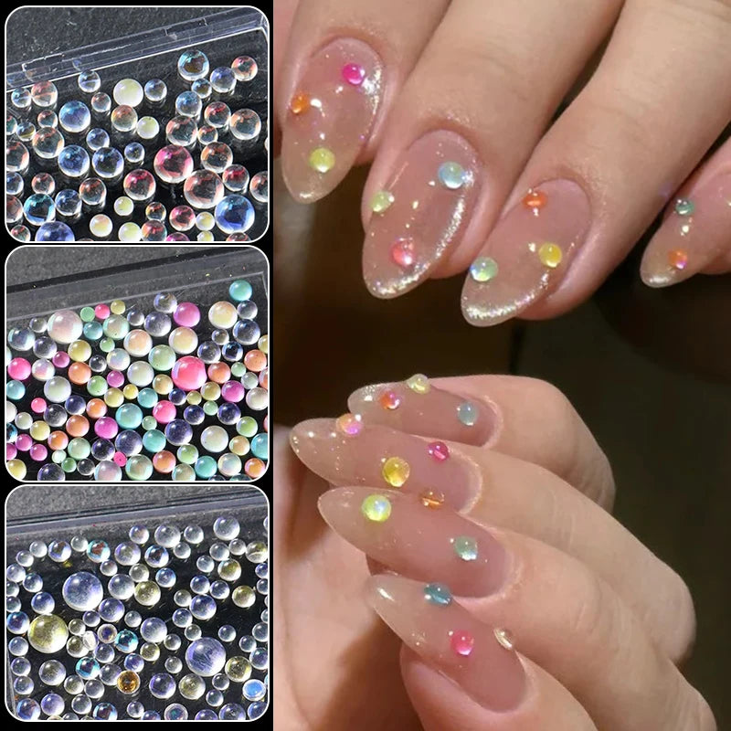 Candy-Farben Kristallperlen – Herz & Runde 3D Strass für Nail Art und DIY