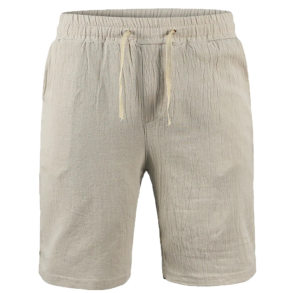 New Men's Cotton Linen Shorts - Breathable Solid Color Summer Pants, Fitness &amp; Streetwear, Sizes S-3XL